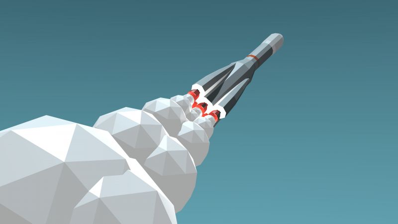 ракета, запуск, полигоны, минимализм, 4k, 5k, iPhone обои, андроид обои (horizontal)