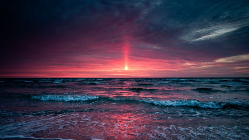 закат, океан, пляж (horizontal)