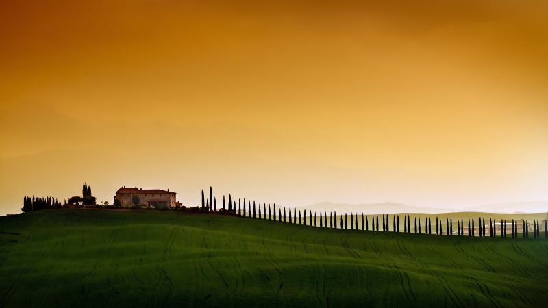 Тоскана, Италия, поле, небо (horizontal)