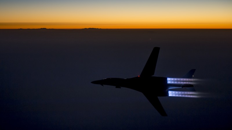 стратегический бомбардировщик, сверхзвуковой, Лансер, Рокуэлл, закат (horizontal)