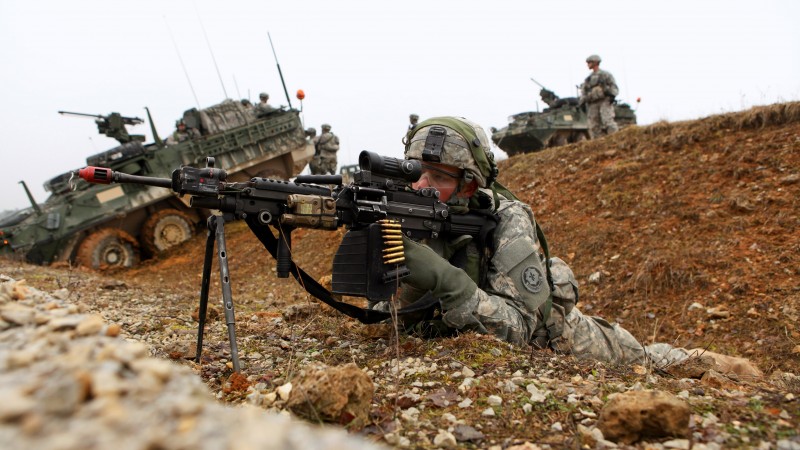 пулемёт, солдат, Армия США, M249, LMG (horizontal)