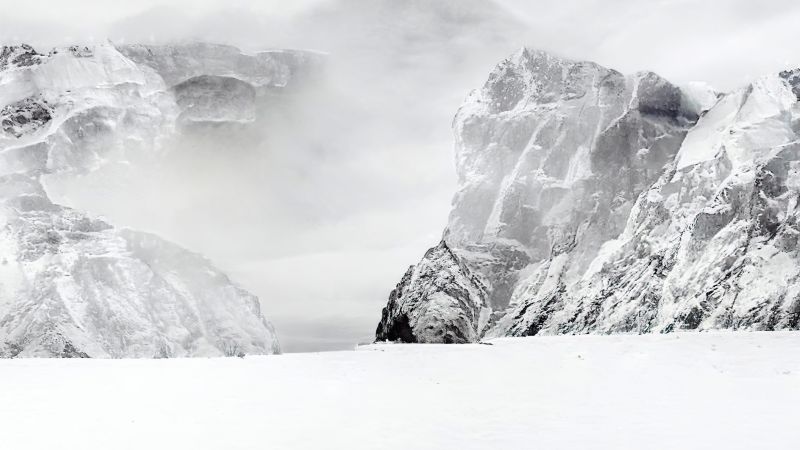 ледник, скалы, лед, снег, зима (horizontal)
