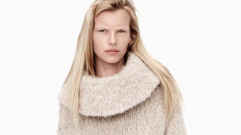 Лина Берг, модель, весна, взгляд, белый фон (horizontal)