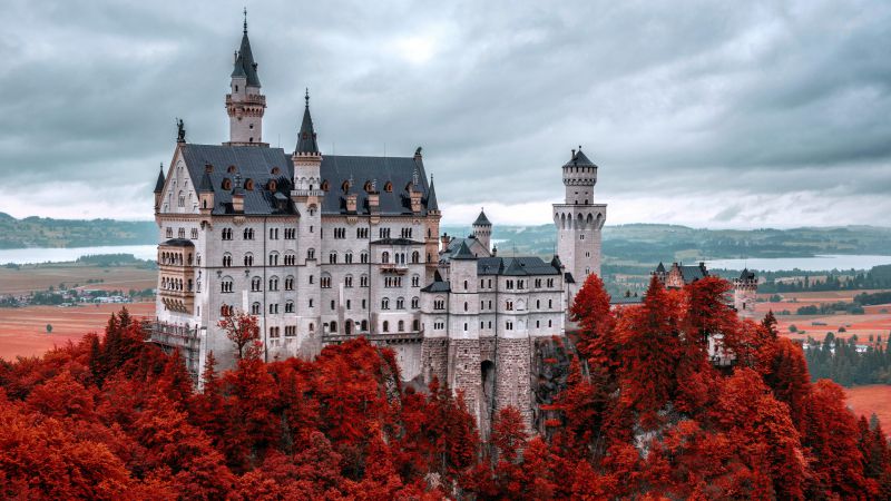 Замок Нойшванштайн, Бавария, Германия, Туризм, Путешествие (horizontal)