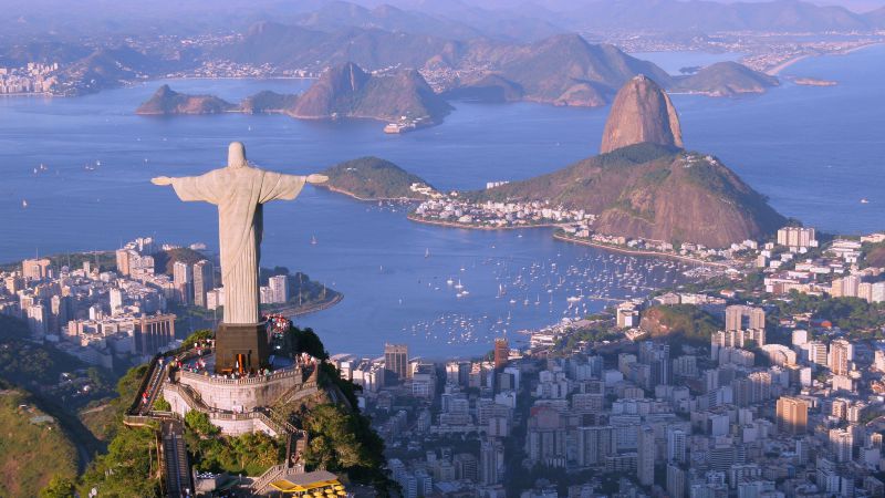 Статуя Христа-Искупителя, Рио-де-Жанейро, Бразилия, Туризм, Путешествие (horizontal)