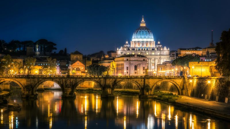 Мост Святого Ангела, Рим, Италия, туризм, Путешествие (horizontal)