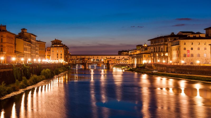 Флоренция, Италия, Ночь, Туризм, путешествие (horizontal)
