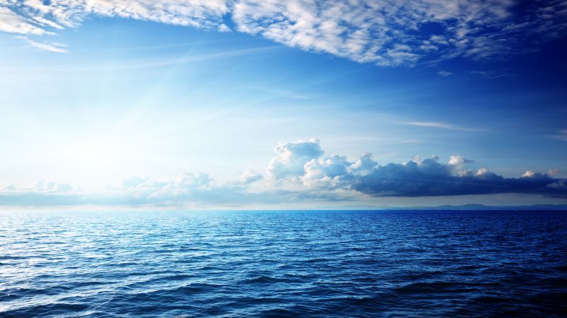 Море, 5k, 4k, океан, небо, облака (horizontal)