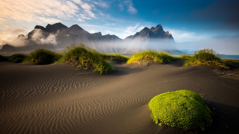 Рейкьявик, 5k, 4k, Исландия, горы, песок (horizontal)