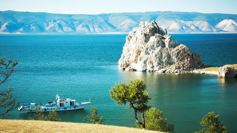 Байкал, 5k, 4k, скалы, озеро, берег (horizontal)