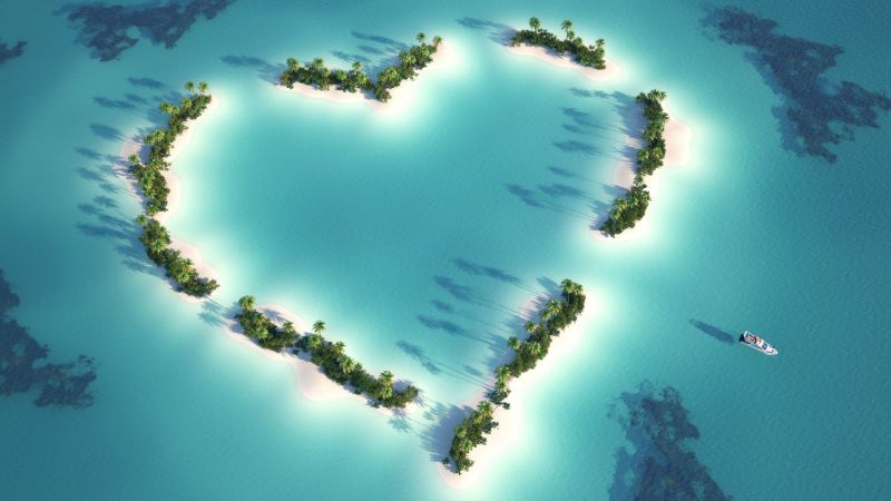 Мальдивы, 5k, 4k, Индийский Океан, Лучшие пляжи мира, остров, пальмы, любовь (horizontal)