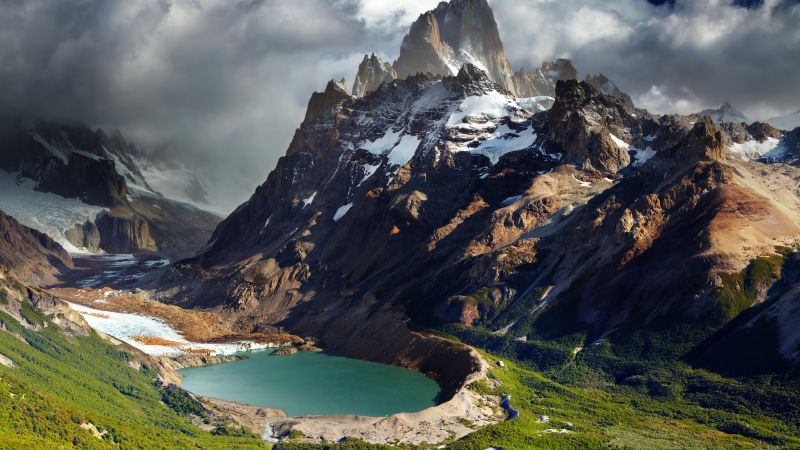 Патагония, 5k, 4k, Аргентина, горы, озеро (horizontal)