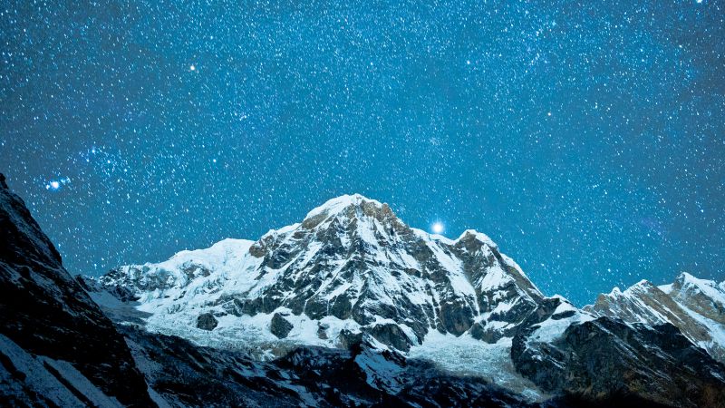 Непал, 5k, 4k, Гималаи, ночь, звезды (horizontal)