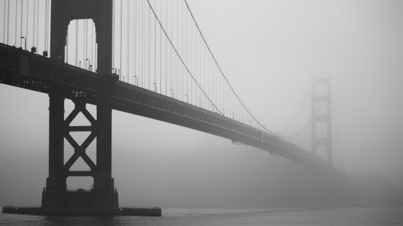 Лондонский мост, Лондон, Великобритания, туман, путешествия, туризм (horizontal)