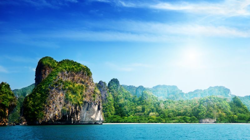 Таиланд, 5k, 4k, океан, скалы, небо (horizontal)