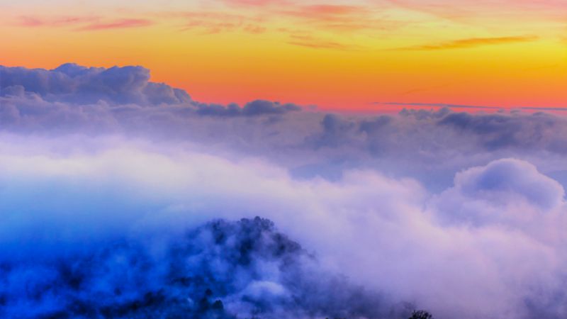 Альпы, 5k, 4k, 8k, Франция, закат, облака (horizontal)