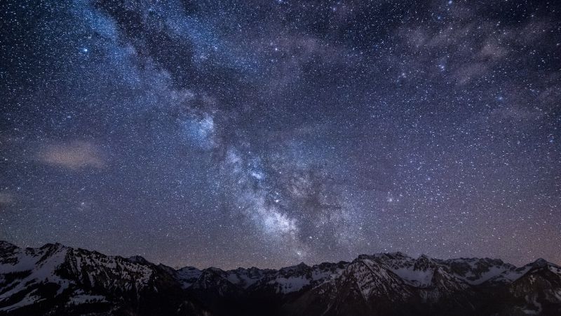 Бад-Хинделанг, 4k, HD, Германия, Звезды, ночь, горы, туманность, Млечный Путь (horizontal)