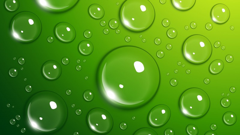 капли, 4k, 5k, зеленый, вода (horizontal)