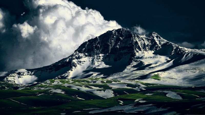 Арагац, 5k, 4k, Армения, горы, облака (horizontal)