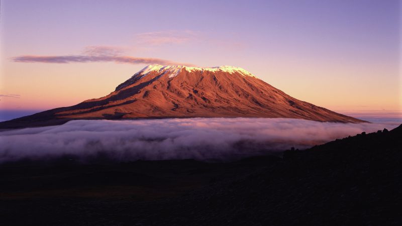 Килиманджаро, 5k, 4k, Африка, горы, небо, облака (horizontal)