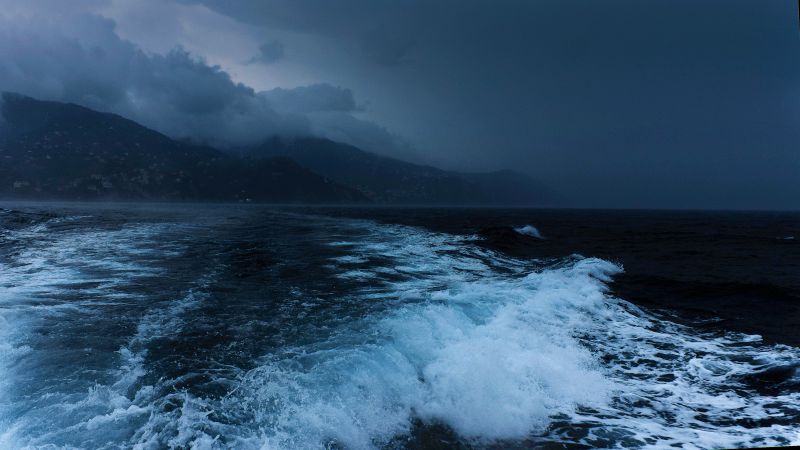 Море, 5k, 4k, океан, берег, волны, ночь (horizontal)