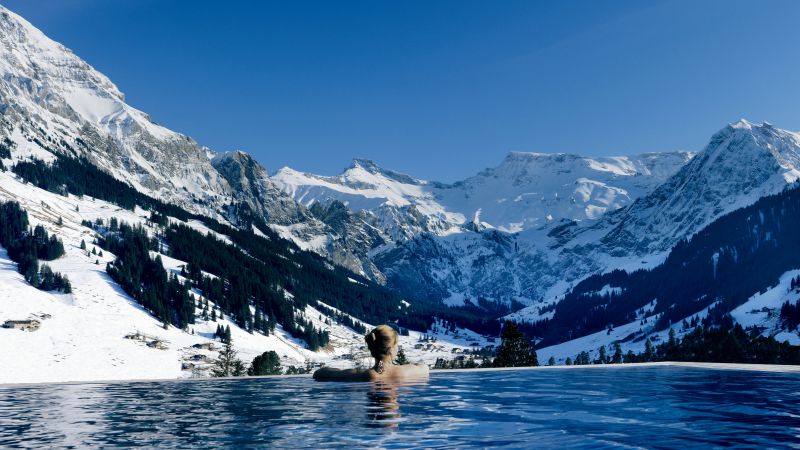 Кембрия отель, 5k, 4k, Швейцария, панорамный бассейн, бассейн, путешествия, туризм (horizontal)