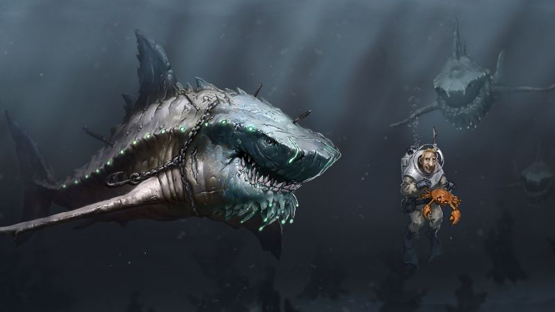 Мегалодон, акула, арт (horizontal)