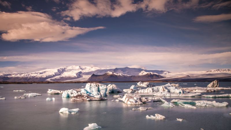 Йокюльсадлон Лагуна, 4k, 5k, Исландия, горы, лед, небо (horizontal)