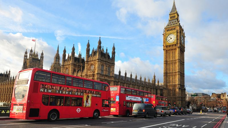 Лондон, Англия, Биг Бен, Вестминстерское аббатство, город, автобус, путешествия, туризм (horizontal)