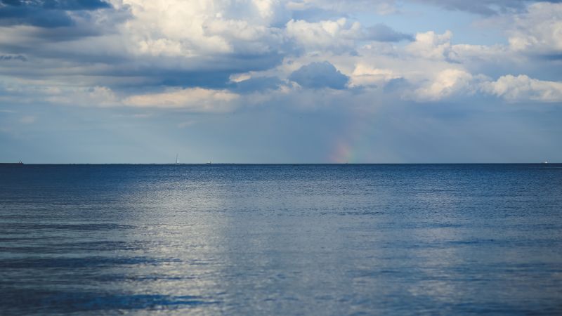 Балтийское море, 5k, 4k, 8k, горизонт, небо, облака, радуга (horizontal)