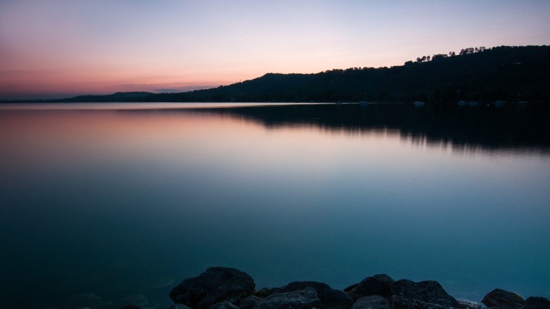 озеро, 4k, HD, озера, муртен, закат, рассвет (horizontal)