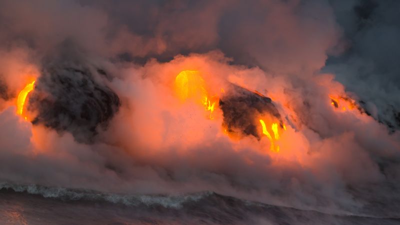 Гавайи, 5k, 4k, 8k, извержение, вулкан, путешествие, туризм (horizontal)