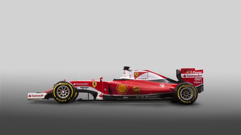 Феррари СФ-16-Ш, Формула 1, Ф1, красный (horizontal)