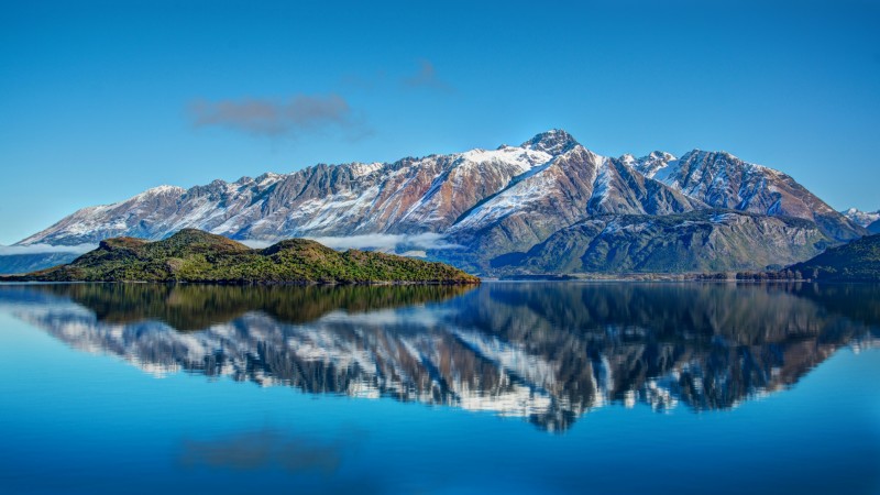 новая зеландия, 4k, HD, горы, гора, озеро, море, вода, небо, отражение, панорама (horizontal)