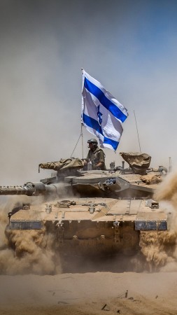 Меркава Марк 4, танк, флаг, армия Израиля (vertical)