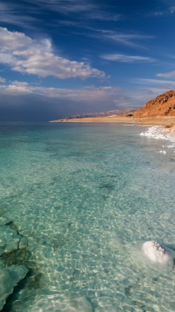 мертвое море, 5k, 4k, израиль, палестина, иордаия, море, небо, облака, прозрачное, соль, облака (vertical)