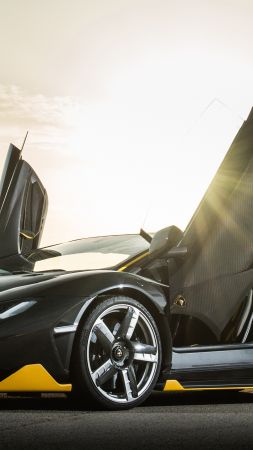 Ламборджини Центериано купе, суперкар, супермобиль, черный (vertical)