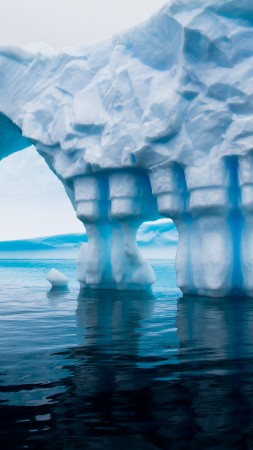 Антарктида, 5k, 4k, айсберг, синий, вода, океан, море, отражение (vertical)