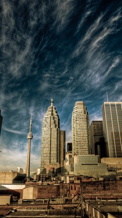 канада, торонто, центр города, небо, облака, путешествие, бронирование (vertical)