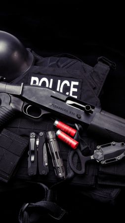 Mossberg 930, дробовик, полиция, шлем, пули (vertical)