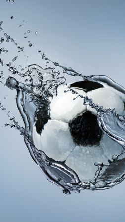 мяч, футбол, брызги, вода (vertical)