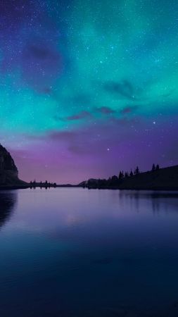 Озеро Аврора, 4k, HD, Флорида, ночь, звезды, небо (vertical)