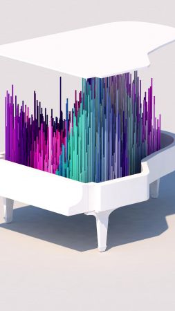 рояль, пианино, полигоны, абстракция, минимализм, 4k, 5k, iPhone обои (vertical)