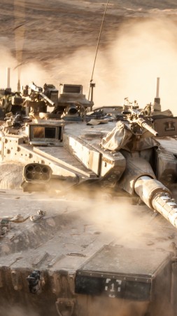Меркава, Mk.4M, Армия Израиля, основной танк, танк, военная машина, пыль (vertical)
