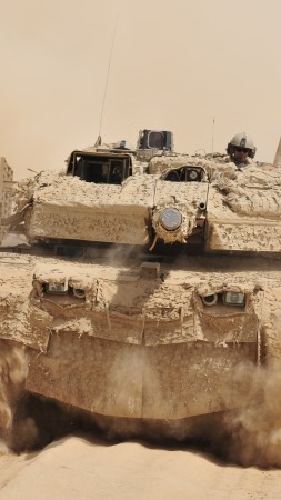 Леопард 2A5, танк, Бундесвер, песок (vertical)