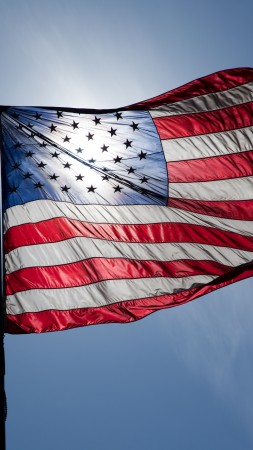 День флага, США, событие, улица, небо, солнце (vertical)