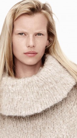 Лина Берг, модель, весна, взгляд, белый фон (vertical)