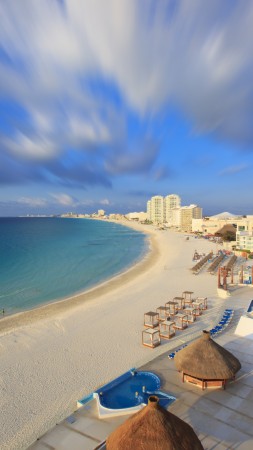 Канкун, Мексика, Лучшие пляжи 2017, курорт, путешествие, туризм, море, океан, небо (vertical)