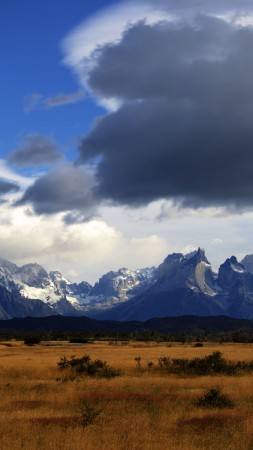 Торрес-дель-Пайне, 5k, 4k, 8k, Торрес дель Пайне, Чили, Национальный Парк, гора, небо, облака (vertical)