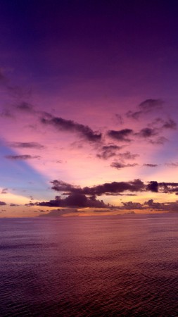 Тихий океан, 5k, 4k, закат, фиолетовый, лучи, облака (vertical)